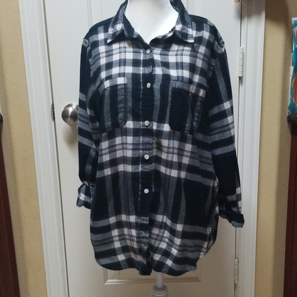 Plaid button down Boyfriend Fit